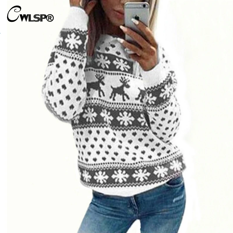 CWLSP 2018 Autumn Solid Cotton Casual Knitted Women Sweater 3 Color Loose O-Neck Long Sleeve Pullovers Christmas Elk QZ2904
CWLSP 2018 Autumn Solid Cotton Casual Knitted Women Sweater 3 Color Loose O-Neck Long Sleeve Pullovers Christmas Elk QZ2904