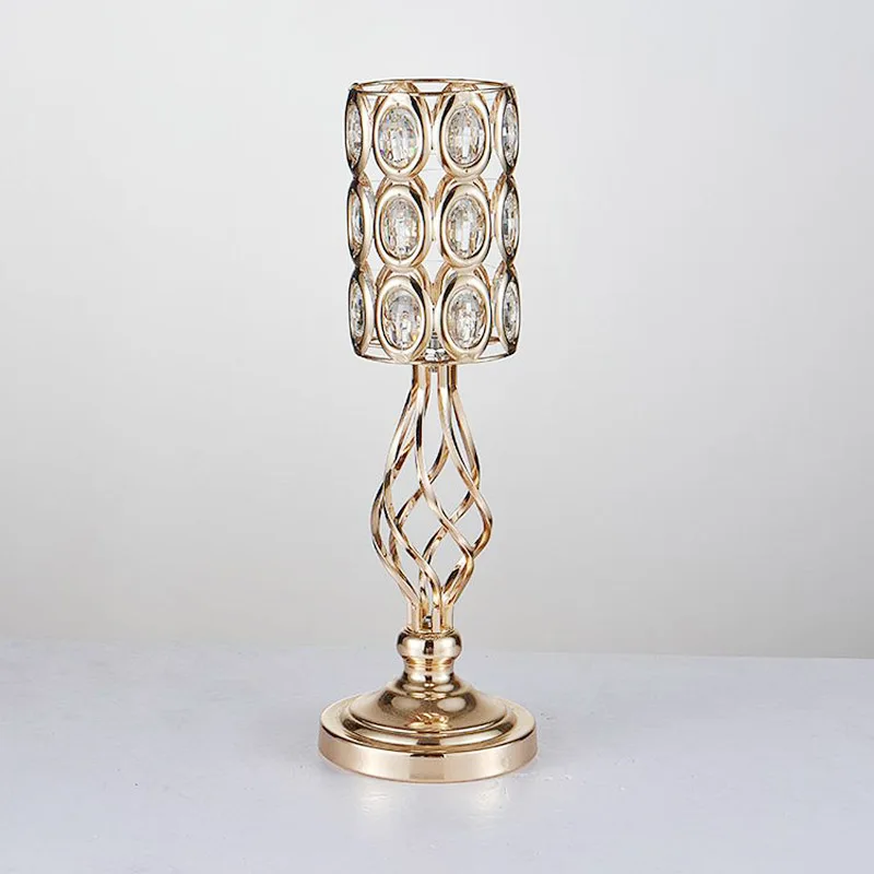 Metal Gold Candle Holders Road Lead Table Centerpiece Stand Pillar Candlestick For Wedding Candelabra Flowers Vases