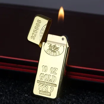 Gold bar model Inflatable lighter Fashion cigarette Metal lighters Windproof smoking Grinding Wheel Lighter Outdoor Tools
Gold bar model Inflatable lighter Fashion cigarette Metal lighters Windproof smoking Grinding Wheel Lighter Outdoor Tools