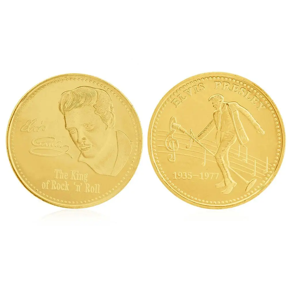 1pcs Gold Silver Embossed Rock King Elvis Presley Commemorative Coin Elvis Aron Presley Challenge Coin Gift Collection
1pcs Gold Silver Embossed Rock King Elvis Presley Commemorative Coin Elvis Aron Presley Challenge Coin Gift Collection