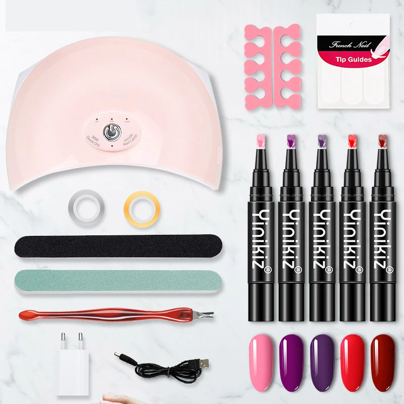 5 Colors 5g One Step Nail Gel Pen Set 36w Gel Nail Polish Led Lamp All for Nail Beginner Manicure Nail Art Tools
5 Colors 5g One Step Nail Gel Pen Set 36w Gel Nail Polish Led Lamp All for Nail Beginner Manicure Nail Art Tools