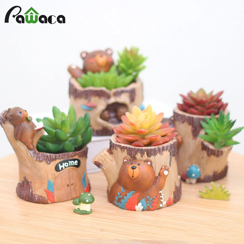 1pc Resin Succulent Plant Pots Cute Bear Forest Tree Hole Design Flower Pot Desktop Flowerpot Pen Holder Home Garden Decoration
1pc Resin Succulent Plant Pots Cute Bear Forest Tree Hole Design Flower Pot Desktop Flowerpot Pen Holder Home Garden Decoration