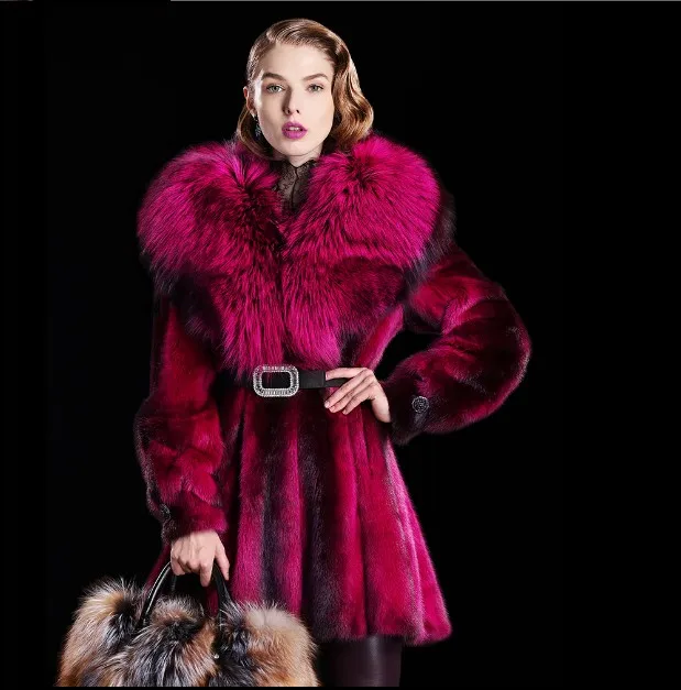 Real mink fur coat with large fox fur collar long natural full pelt women fur jacket genuine female outerwear
Real mink fur coat with large fox fur collar long natural full pelt women fur jacket genuine female outerwear