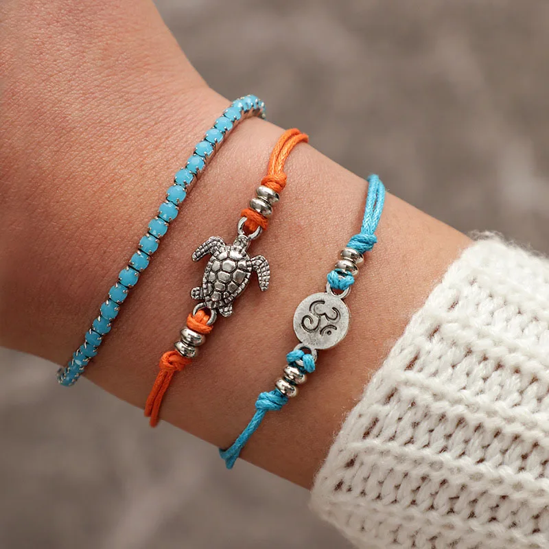 3 Pcs/Set Sea Turtle Charm Bracelet for Women Bohemian Blue Tennis Bracelet Simple Rope Chain Indian Yoga Charm Braclet Jewelry
3 Pcs/Set Sea Turtle Charm Bracelet for Women Bohemian Blue Tennis Bracelet Simple Rope Chain Indian Yoga Charm Braclet Jewelry