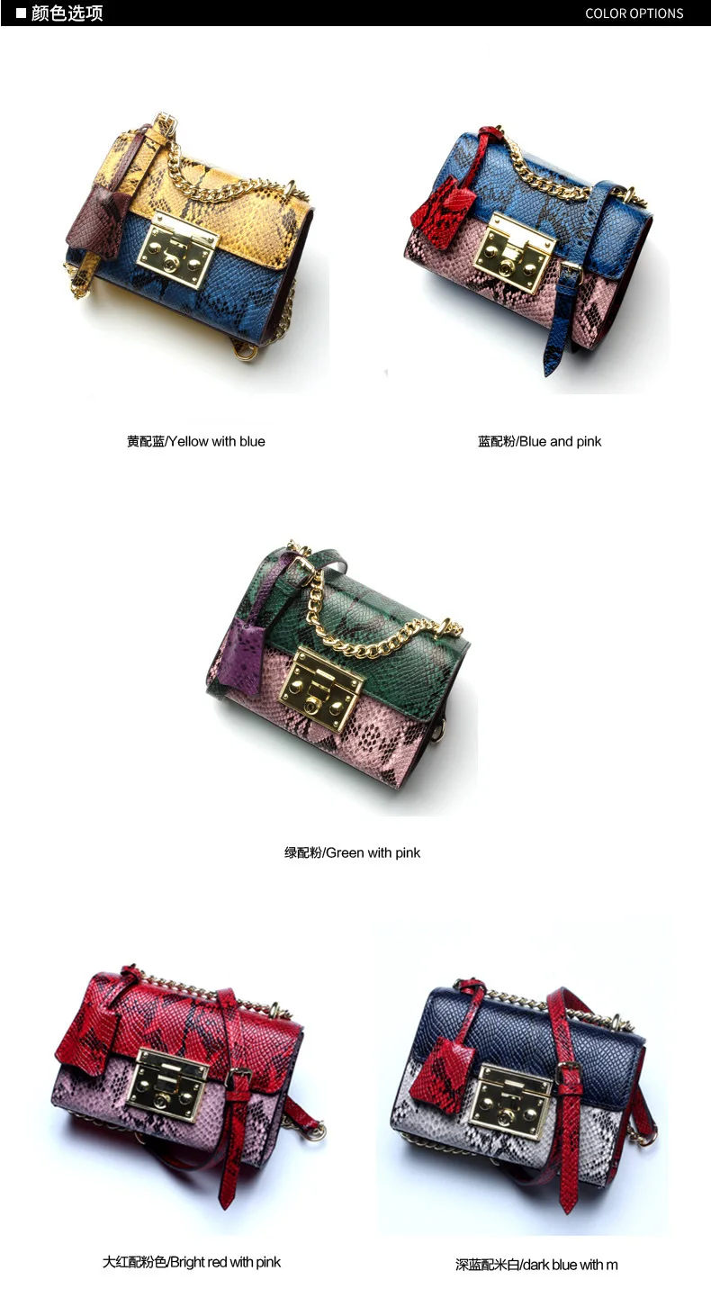 Genuine Leather Serpentine Handmade Luxury Patchwork Women Shoulder Bags Small Women Cross body bag snake skin women satchel bag (11)