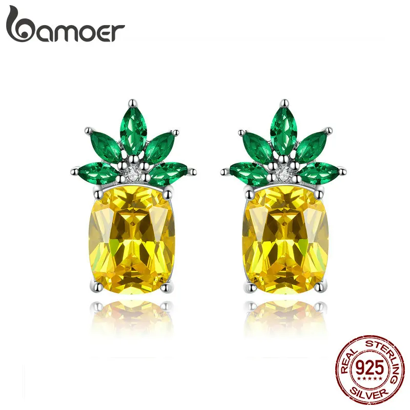 BAMOER Summer Pineapple Stud Earrings 925 Sterling Silver Big Cubic Zirconia Fruit Ear Stud Women Statement Jewelry BSE114
BAMOER Summer Pineapple Stud Earrings 925 Sterling Silver Big Cubic Zirconia Fruit Ear Stud Women Statement Jewelry BSE114