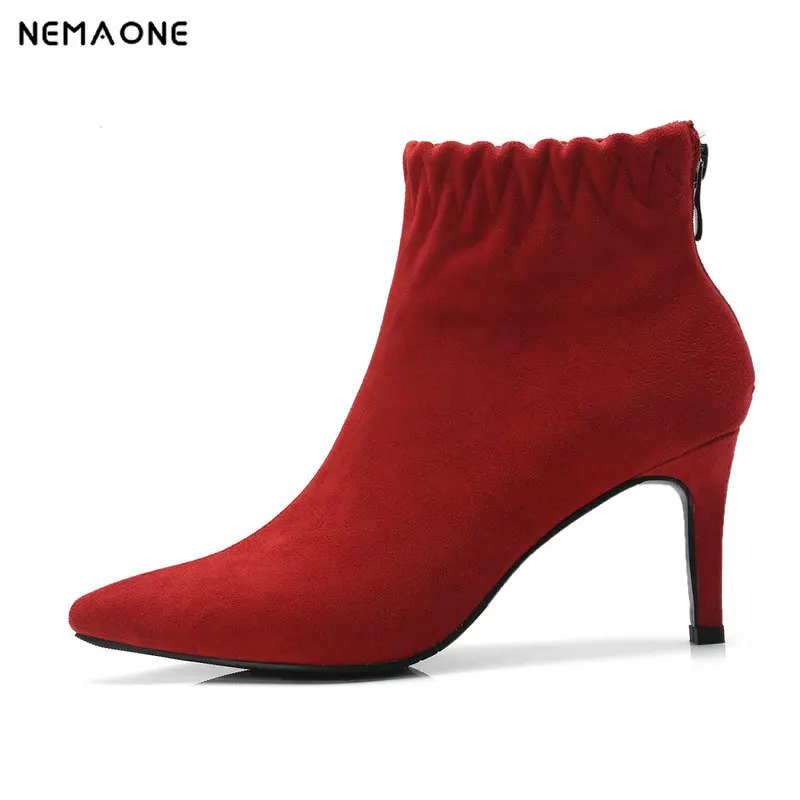 NEMAONE New 8cm high heels ladies ankle boots woman wedding party dress shoes spring autumn women boots large size 43
NEMAONE New 8cm high heels ladies ankle boots woman wedding party dress shoes spring autumn women boots large size 43