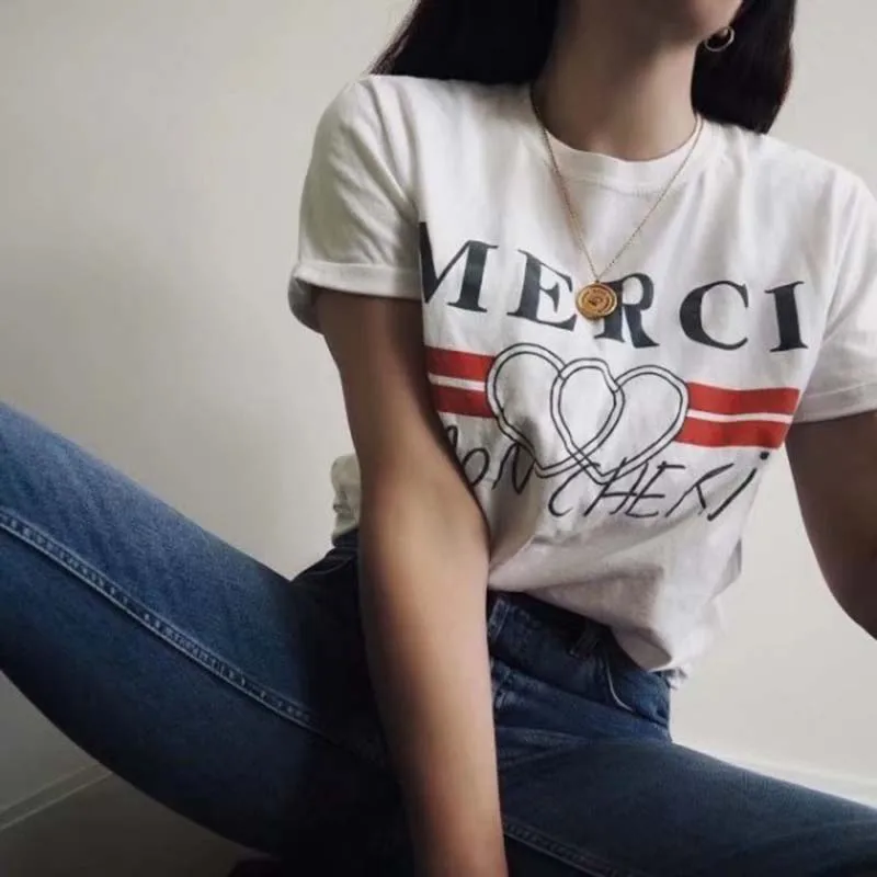 

European station 2019 summer new women's letter print short-sleeved shirt fashion trendy loose t-shirt