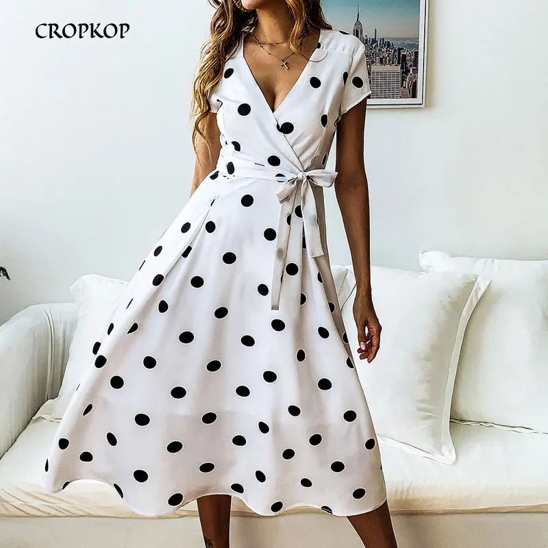 CROPKOP Summer Women Dress Fashion Dress Casual Polka Dot Print A-Line Party Dresses Sexy V-neck Short Sleeve Long Dress Vestido
CROPKOP Summer Women Dress Fashion Dress Casual Polka Dot Print A-Line Party Dresses Sexy V-neck Short Sleeve Long Dress Vestido