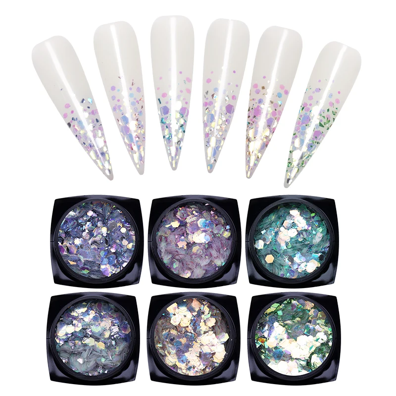 6 Boxes Nail Sequins Holographic Effect Gold Green Purple Mixed Colors 3D Nail Art Decorations for Nail Art DIY Beauty Design
6 Boxes Nail Sequins Holographic Effect Gold Green Purple Mixed Colors 3D Nail Art Decorations for Nail Art DIY Beauty Design