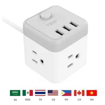 Tessan Portable Mini Power Strip with 3 USB Switch Control, 3 Outlet Charging Station Multiple Socket for US 5 Ft Extension Cord
Tessan Portable Mini Power Strip with 3 USB Switch Control, 3 Outlet Charging Station Multiple Socket for US 5 Ft Extension Cord