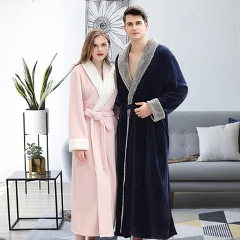 2019 New Autumn Winter Extended Nightgown Women's Thickened Flannel Couple's Lover Nightgown Coral Velvet Bathrobe
2019 New Autumn Winter Extended Nightgown Women's Thickened Flannel Couple's Lover Nightgown Coral Velvet Bathrobe