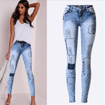 Ultra Stretchy Blue hole Patchwork Jeans Woman Denim Pants Trousers For Women Pencil Skinny Jeans low waist
Ultra Stretchy Blue hole Patchwork Jeans Woman Denim Pants Trousers For Women Pencil Skinny Jeans low waist