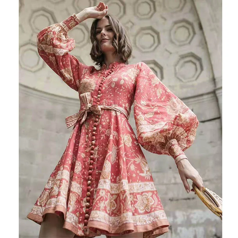 Cosmicchic Autumn Long Lantern Sleeve Swing Dress Stand Collar 100% Linen Single-Breasted Sashes Boho Short Dress Zim 2019
Cosmicchic Autumn Long Lantern Sleeve Swing Dress Stand Collar 100% Linen Single-Breasted Sashes Boho Short Dress Zim 2019