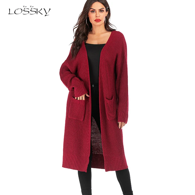 Lossky Long Knitted Sweater Cardigan Woman Long Sleeve Fashion Autumn Winter Warm Knitwear Sweater Loose Black Soft Coats 2019
Lossky Long Knitted Sweater Cardigan Woman Long Sleeve Fashion Autumn Winter Warm Knitwear Sweater Loose Black Soft Coats 2019