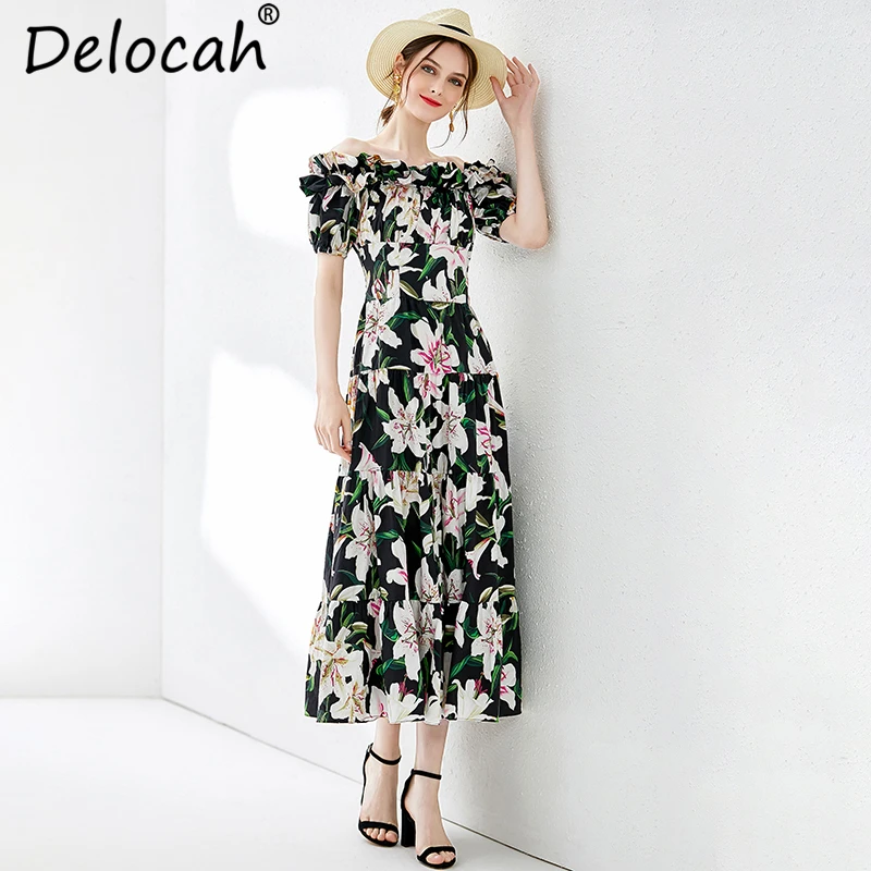 Delocah New Women Spring Summer Dress Runway Fashion Sexy Off shoulder Ruffles Lily Printed Elegant Party Long Vintage Dresses
Delocah New Women Spring Summer Dress Runway Fashion Sexy Off shoulder Ruffles Lily Printed Elegant Party Long Vintage Dresses