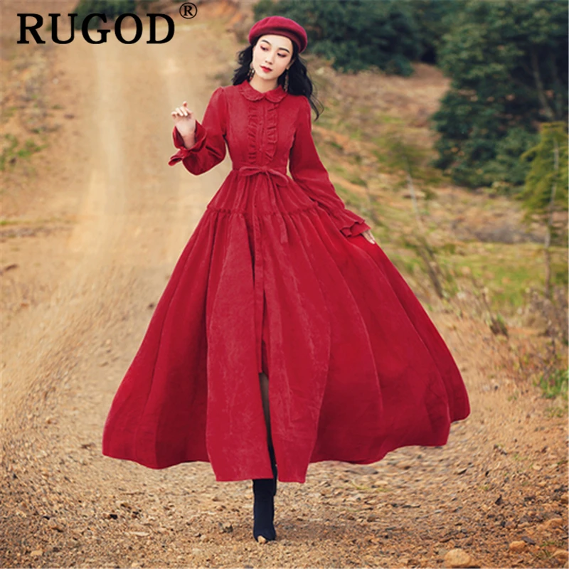 RUGOD Vintage ruffles women long maxi dress Fashion slim Corduroy pater pan collar dresses office ladies Casual lace up dress
RUGOD Vintage ruffles women long maxi dress Fashion slim Corduroy pater pan collar dresses office ladies Casual lace up dress