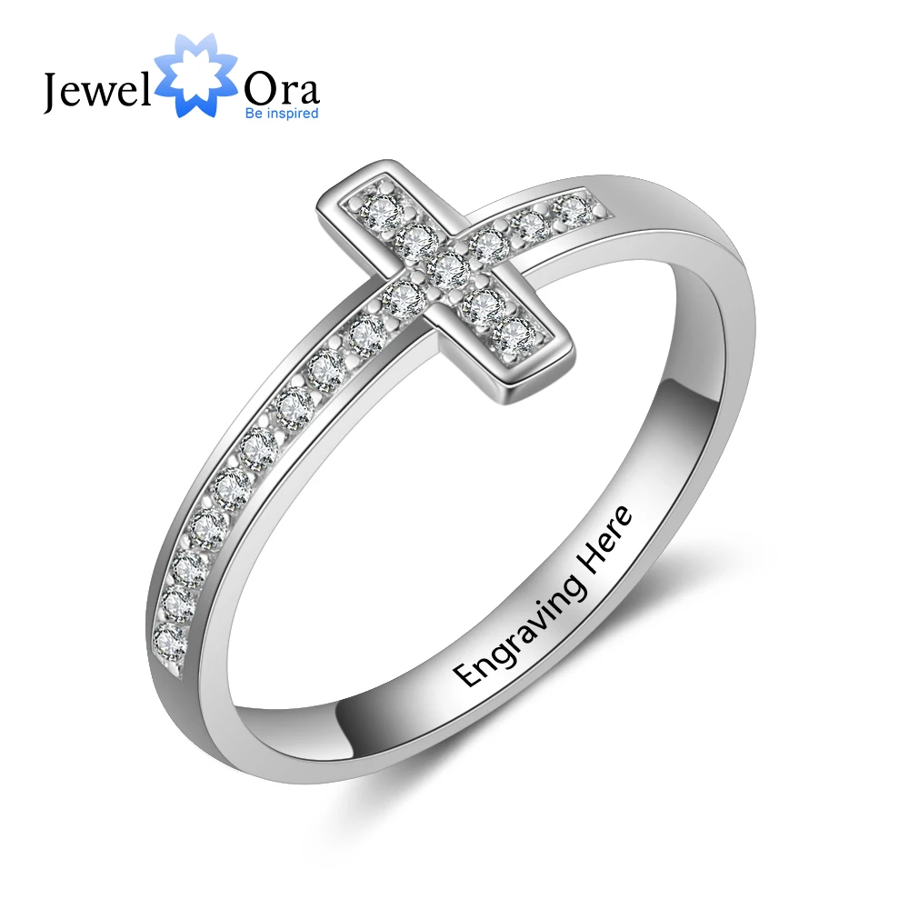 Personalized Cubic Zirconia Cross Rings for Women Customized Inner Engraved Name Ring Jewelry Gift for Girls (JewelOra RI103801)
Personalized Cubic Zirconia Cross Rings for Women Customized Inner Engraved Name Ring Jewelry Gift for Girls (JewelOra RI103801)