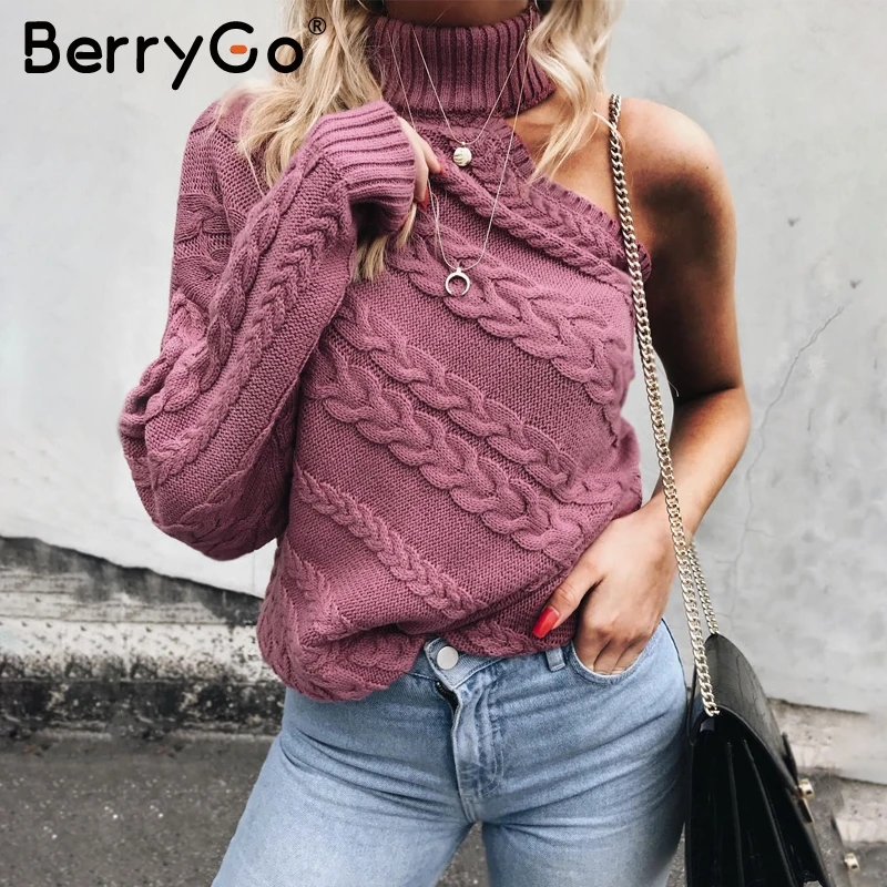 BerryGo One shoulder white turtleneck knit sweater female Fashion long sleeve casual pullover Women 2018 autumn winter jumper
BerryGo One shoulder white turtleneck knit sweater female Fashion long sleeve casual pullover Women 2018 autumn winter jumper