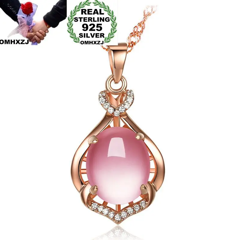 Rose Quartz Chain Necklace 925 Sterling Silver for Women and Girls