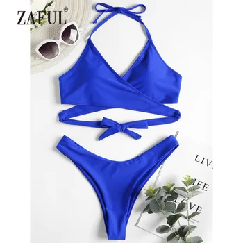 ZAFUL Bikini Halter Swimwear Women High Cut Swimsuit Wrap Bikini Set Sexy Halter Thong Bottom Bikini Padded Bathing Suit Biquni
ZAFUL Bikini Halter Swimwear Women High Cut Swimsuit Wrap Bikini Set Sexy Halter Thong Bottom Bikini Padded Bathing Suit Biquni