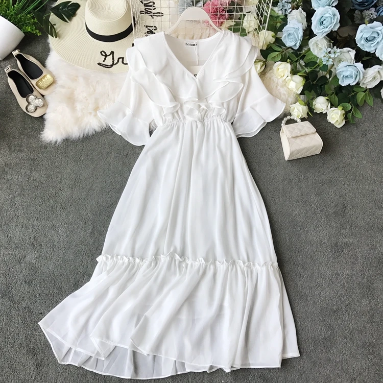 Plus Size Dress Female Summer 2019 New Korean Office Lidies Women Lose Lotus Leaf Slim Maxi Long Dress Sexy Elegant V-neck 
Plus Size Dress Female Summer 2019 New Korean Office Lidies Women Lose Lotus Leaf Slim Maxi Long Dress Sexy Elegant V-neck