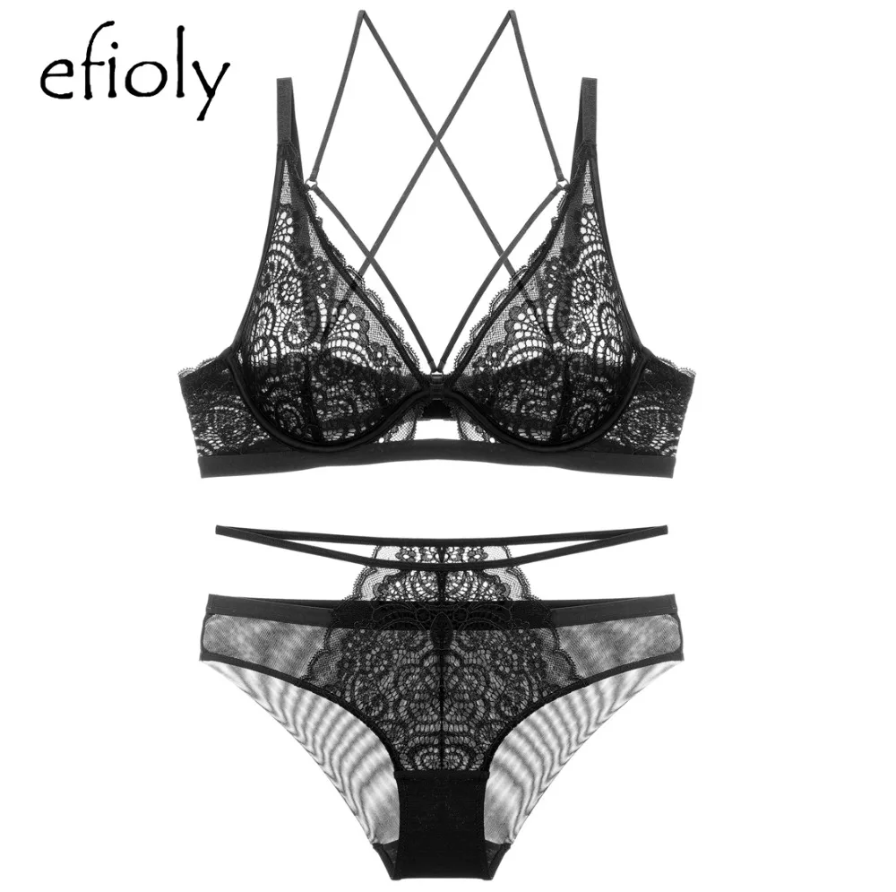 EFIOLY Sexy Women Bra Set Ultra-thin Lace Underwear Set With Steel Ring Gathered Female Women Lingerie Cross Strap Backle
EFIOLY Sexy Women Bra Set Ultra-thin Lace Underwear Set With Steel Ring Gathered Female Women Lingerie Cross Strap Backle