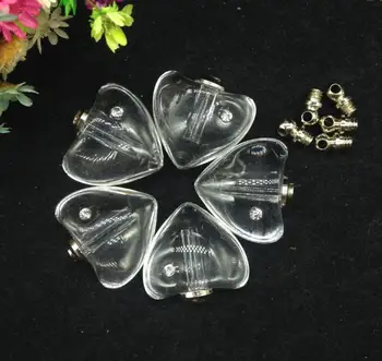 

50pcs/lot 19*19mm DIY screw cap clear heart Crystal Vials pendants perfume vial bottle fashion necklace pendant name on rice art