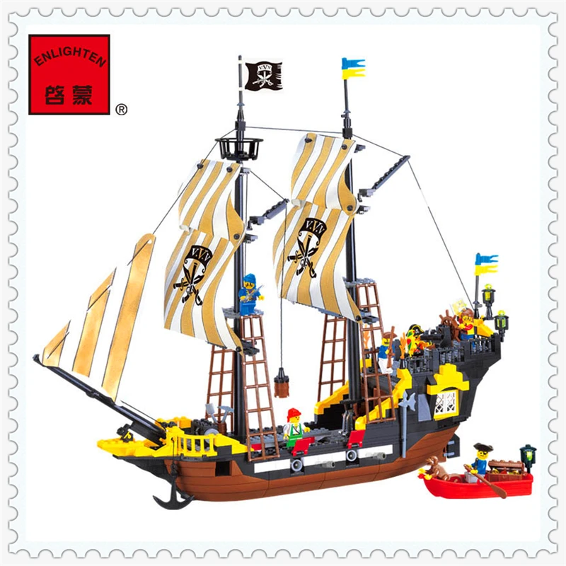 

590Pcs Adventure Pirate Ship Corsair Model Building Block Toys ENLIGHTEN 307 Educational Gift For Children Compatible Legoe