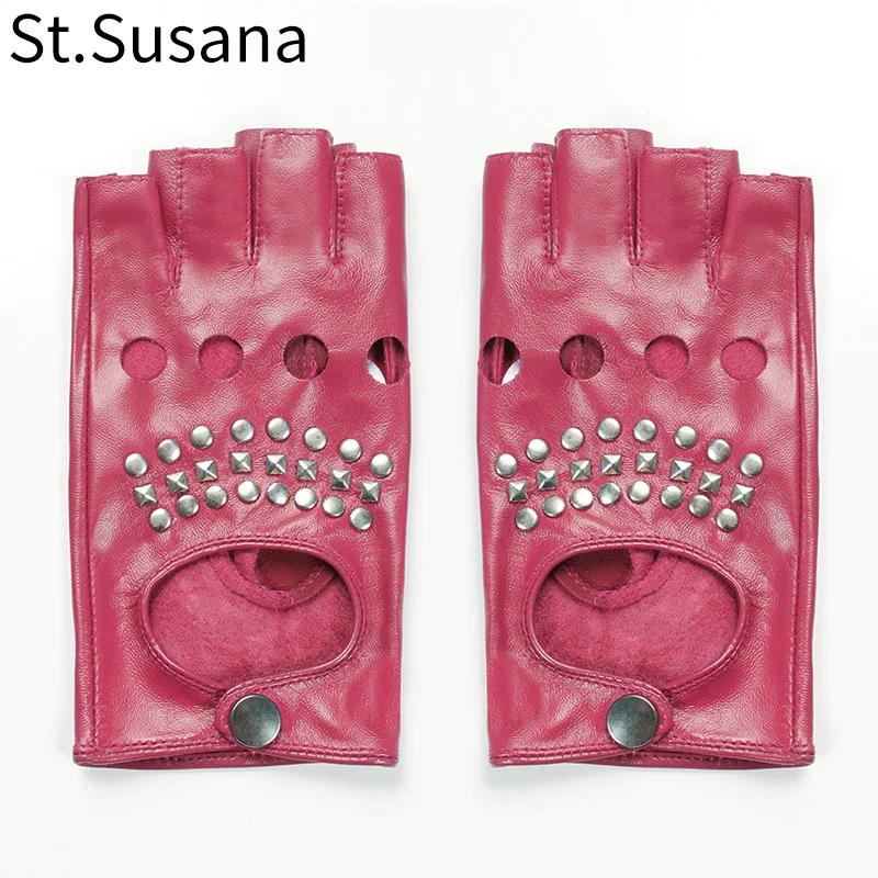 New women summer gloves Fashion Five-finger half palm sexy pole dancing driving fingerless rivet backless leather gloves Mittens
New women summer gloves Fashion Five-finger half palm sexy pole dancing driving fingerless rivet backless leather gloves Mittens