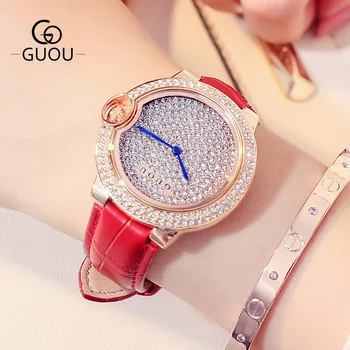 Luxury GUOU Full Crystal Women Watches Ladies Fashion Genuine Leather Hardlex Dress OL Shockproof Wristwatch Female Clock
Luxury GUOU Full Crystal Women Watches Ladies Fashion Genuine Leather Hardlex Dress OL Shockproof Wristwatch Female Clock