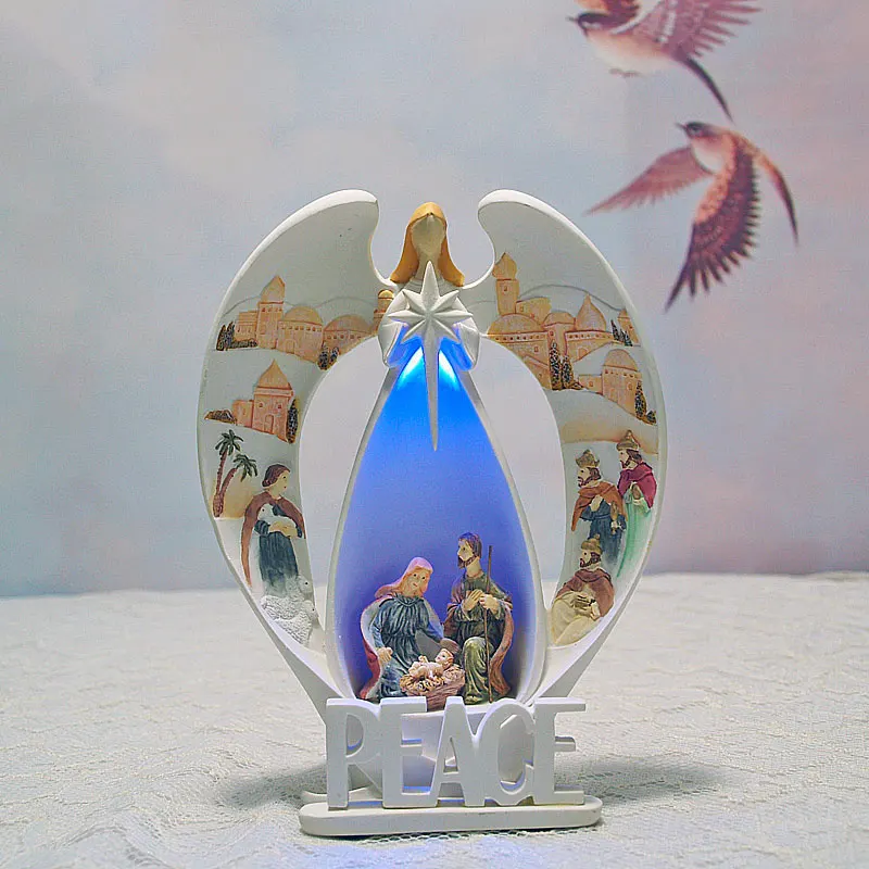 13*17cm LED Light Resin Angel Christmas Nativity Scene Figurine Chris Statue Crafts Ornament Jesus Gifts For Home
13*17cm LED Light Resin Angel Christmas Nativity Scene Figurine Chris Statue Crafts Ornament Jesus Gifts For Home
