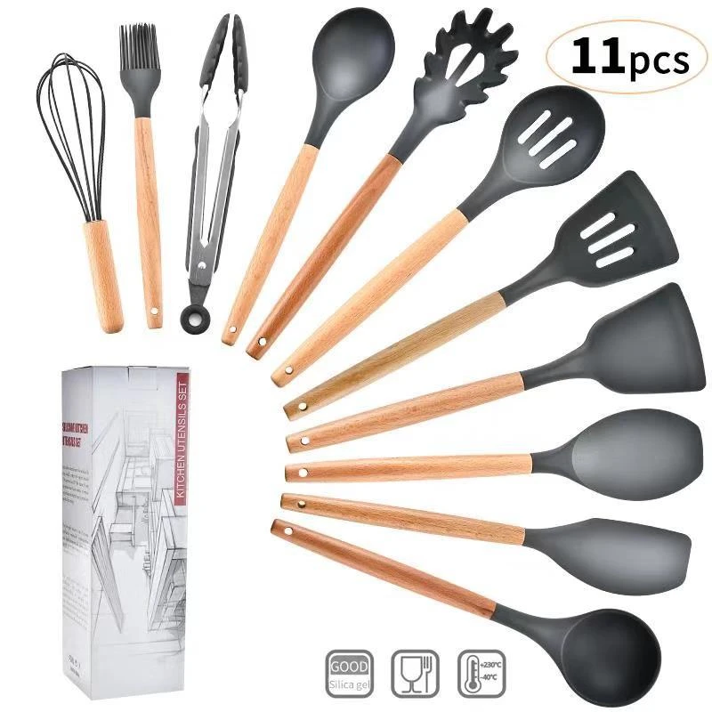 Multi 11Pcs Cooking Tools Set Silicone Kitchen Utensil Set with Bamboo Wood Handles Nonstick Cookware Tongs Spatula Spoon Set
Multi 11Pcs Cooking Tools Set Silicone Kitchen Utensil Set with Bamboo Wood Handles Nonstick Cookware Tongs Spatula Spoon Set