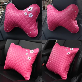 Flower Diamond Crystal Head Pillow Car Neck Pillow Leather Waist Supports Pink Black Seat Rest Back Lumbar For Girls Women
Flower Diamond Crystal Head Pillow Car Neck Pillow Leather Waist Supports Pink Black Seat Rest Back Lumbar For Girls Women