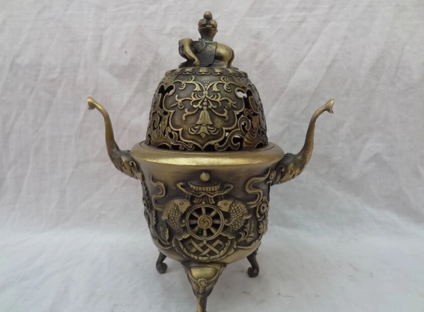 song voge gem S2820 11" Tibet Bronze Auspicious Animal Fish Elephant Statue Incense Burner Censer
song voge gem S2820 11" Tibet Bronze Auspicious Animal Fish Elephant Statue Incense Burner Censer