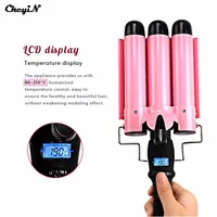 LCD Display Professional Electric Hair Curling Irons Wand Ceramic Triple Barrel Waver Roller Hair Curler Deep Big Wave Crimper image