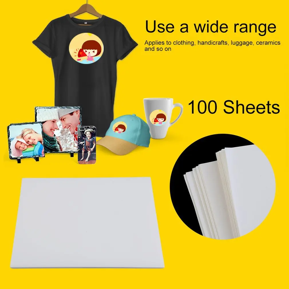 100x A4 Laser /& Copier T Shirt Thermal Transfer Paper Sheets For Light Fabrics