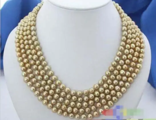 Hot sale new Style >>>>> 5ROW 8MM GOLDEN ROUND FRESHWATER CULTURED PEARL NECKLACE p1758
Hot sale new Style >>>>> 5ROW 8MM GOLDEN ROUND FRESHWATER CULTURED PEARL NECKLACE p1758