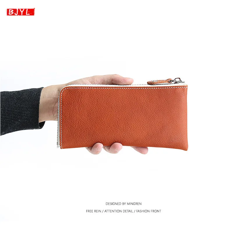 BJYL Handmade Men's Women's Long wallet soft Genuine leather coin purse cowhide card zipper Slim youth casual retro wallets
BJYL Handmade Men's Women's Long wallet soft Genuine leather coin purse cowhide card zipper Slim youth casual retro wallets