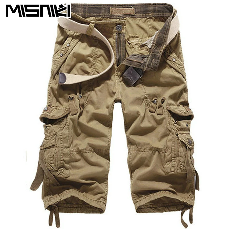 Image 2014 New arrival mens cargo shorts loose cotton plus size Men s casual cargo combat shorts men 11 colors free shipping