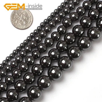 

2mm-16mm Round Black Hematite Gem stone Loose Beads For Jewelry Making Beads Strand 15" DIY Bulk Gem-inside