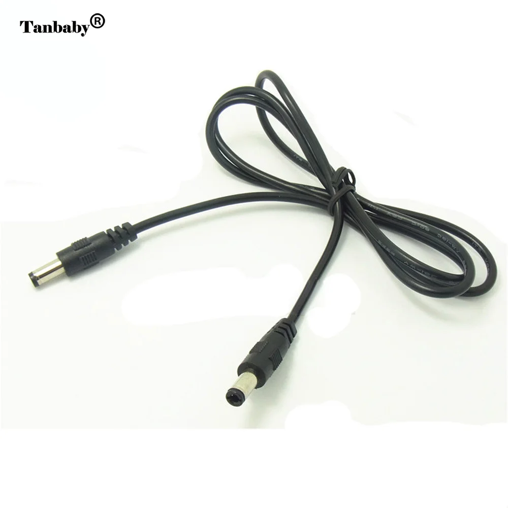 DC Male To Male Connector Extension Cable 1 Meter Long 5.5*2.1 5.5*2.1 Female To Male Wire Black HB