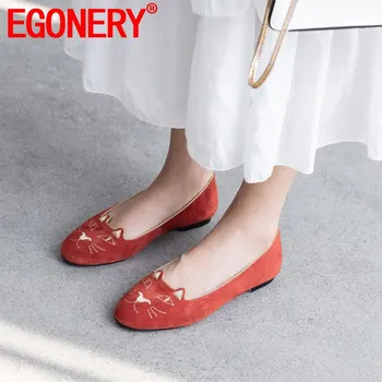 EGONERY sheepskin woman loafers orange red black cat pattern kid suede round toe boat shoes spring brand leather flat shoes
EGONERY sheepskin woman loafers orange red black cat pattern kid suede round toe boat shoes spring brand leather flat shoes