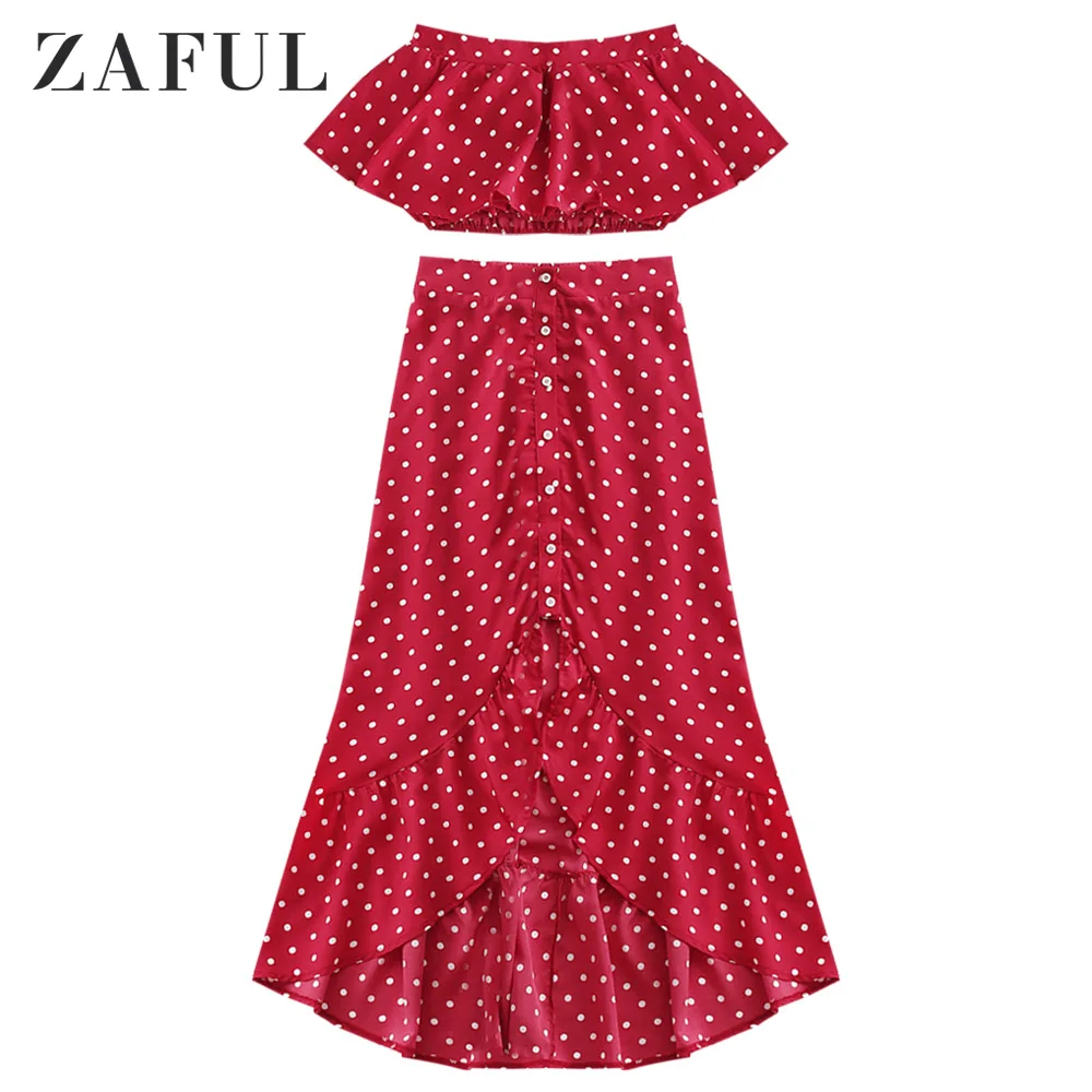 ZAFUL Polka Dot Ruffle Vintage Maxi Dress Flounce Crop Top Summer Strapless Dress Elegant Two Piece Women Set Female Sexy Dress
ZAFUL Polka Dot Ruffle Vintage Maxi Dress Flounce Crop Top Summer Strapless Dress Elegant Two Piece Women Set Female Sexy Dress
