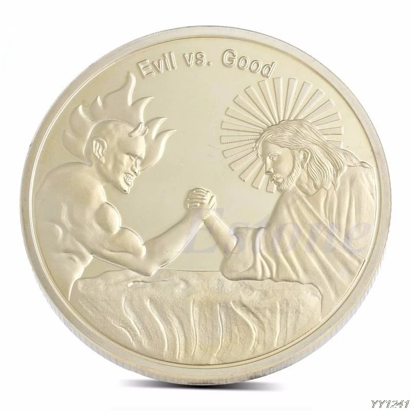 In God We Trust God Jesus Vs Evil Satan Christ Cross Gold Plated Coin Souvenir Y110-Dropshipping
In God We Trust God Jesus Vs Evil Satan Christ Cross Gold Plated Coin Souvenir Y110-Dropshipping