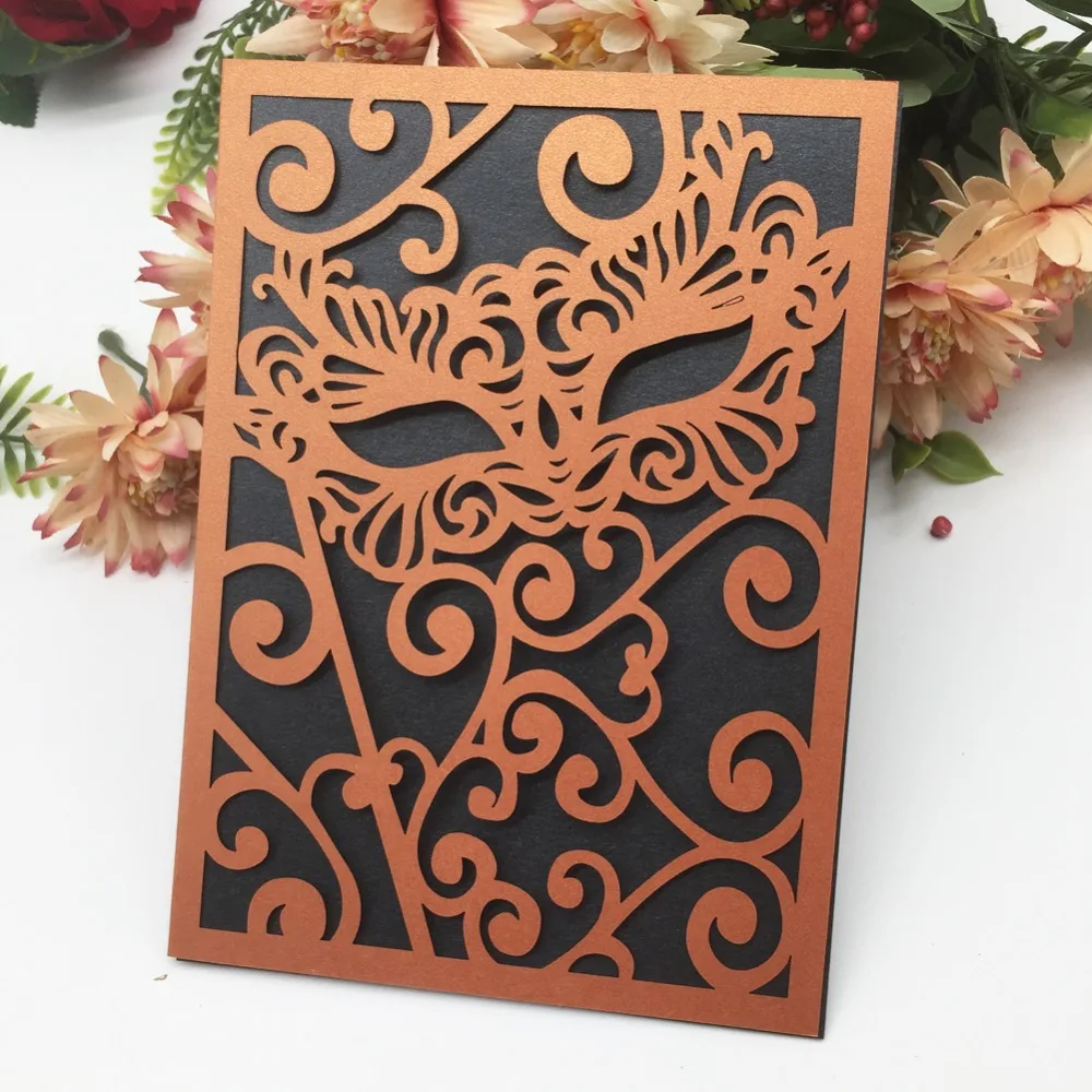 40Pcs/Lot 24 Colors Laser Cut Carved Mask wedding Invitations Card Birthday Greeting Card Halloween Invite Carnival Supplies
40Pcs/Lot 24 Colors Laser Cut Carved Mask wedding Invitations Card Birthday Greeting Card Halloween Invite Carnival Supplies