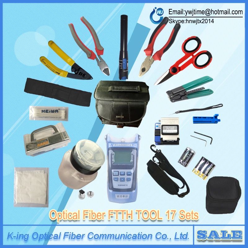 17 PCS Fiber Optic FTTH Tool Kit with FC-6S Fiber Cleaver and Optical Power Meter 5km Visual Fault Locator Wire stripper
17 PCS Fiber Optic FTTH Tool Kit with FC-6S Fiber Cleaver and Optical Power Meter 5km Visual Fault Locator Wire stripper