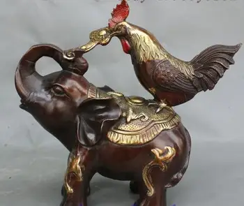 free shipping China FengShui Bronze Gilt Wealth RuYi Zodiac Cock Rooster Ride Elephant Statue
free shipping China FengShui Bronze Gilt Wealth RuYi Zodiac Cock Rooster Ride Elephant Statue