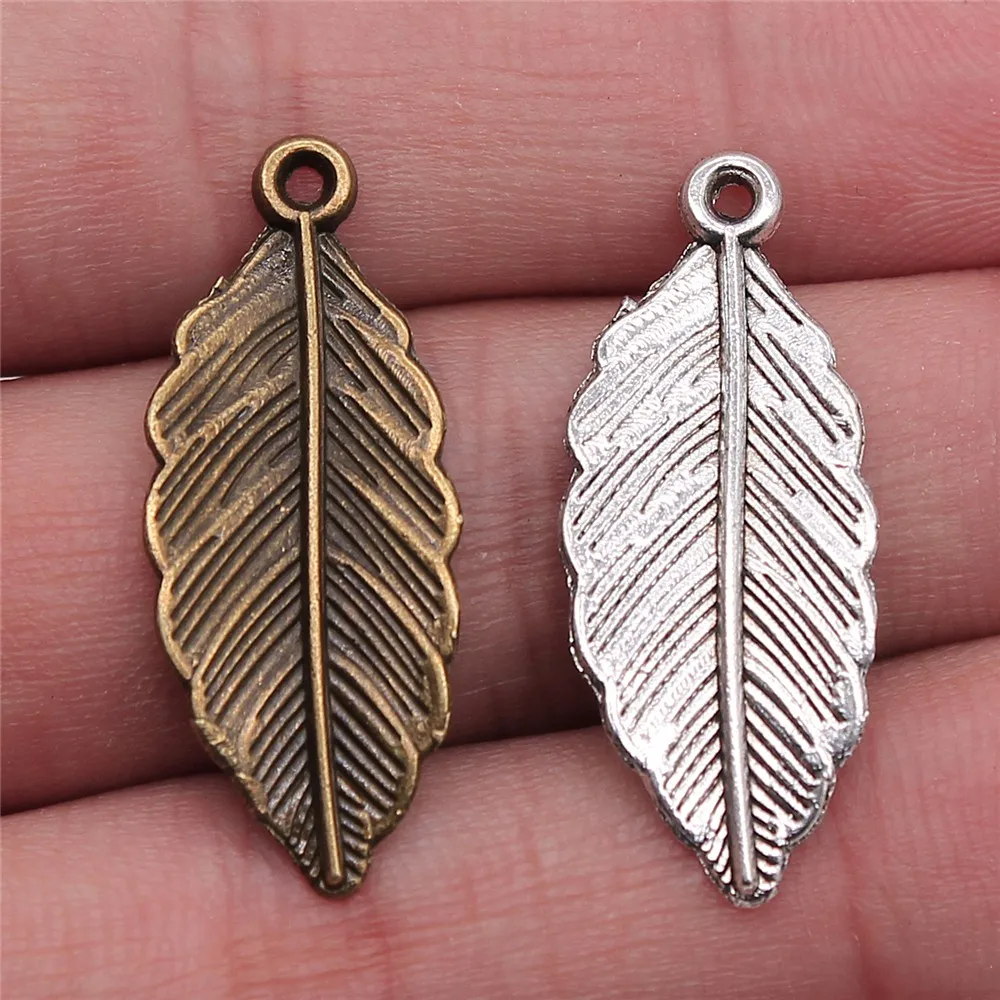 50pcs Tibetan Silver Alloy Leaf Pendants Mini Metal Charms Craft Making 29x11mm