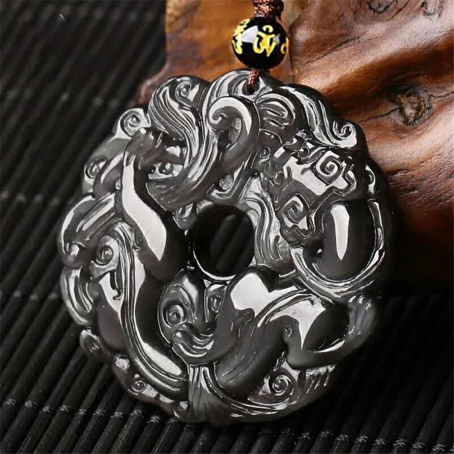 Drop Shipping Genuine Natural Rainbow Light Ice Obsidian Gemstone Crystal Carving Design Fashion Necklaces Pendant 45mm (5)
